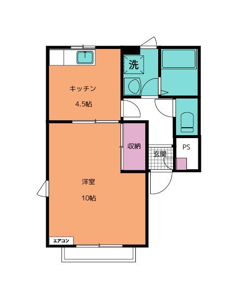 ホワイトバーチA(1K/1階)の間取り写真