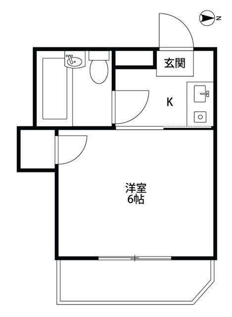 グランドハイツ八王子(1K/2階)の間取り写真