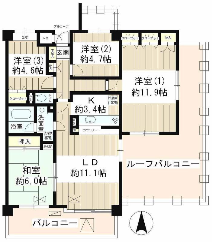 フィオーレ南烏山4丁目(4LDK/6階)の間取り写真