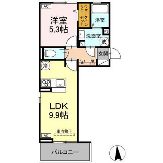 セレスティア桜木(1LDK/3階)の間取り写真
