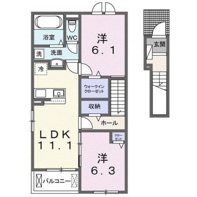 フラン メゾン ソレイユ(2LDK/2階)の間取り写真