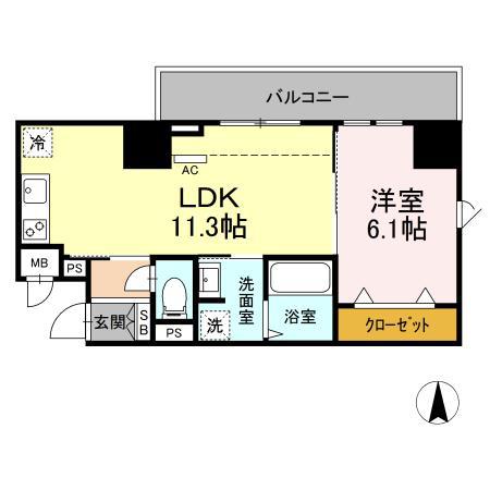 ジュグリシーヌ寿町(1LDK/4階)の間取り写真