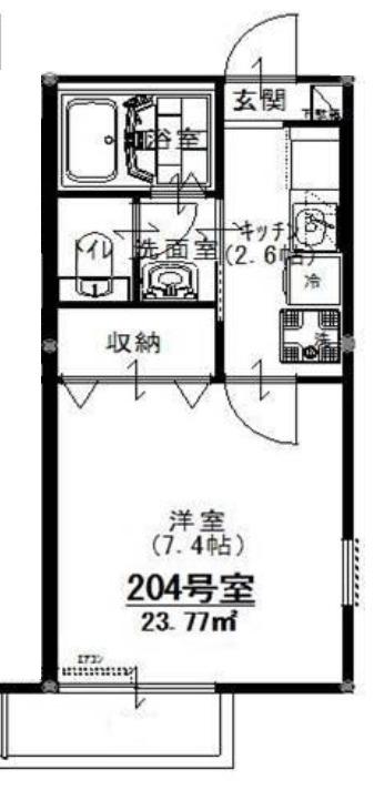 パナソフィアー女性限定-(1K/2階)の間取り写真