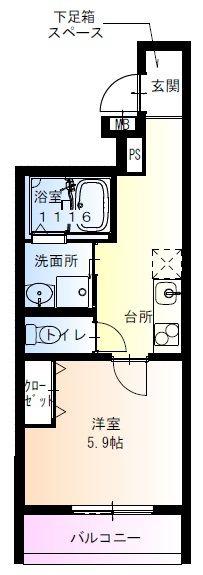フジパレス城北公園通V番館(1K/2階)の間取り写真