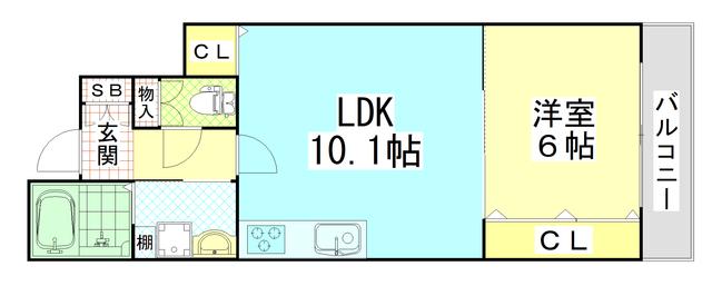 グリーンコートII番館(1LDK/1階)の間取り写真