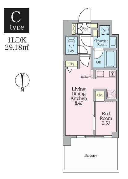 クレストコート東陽町(1LDK/13階)の間取り写真