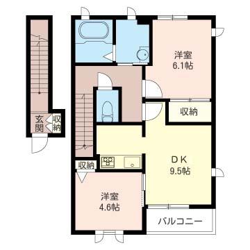 ディアコート(2LDK/2階)の間取り写真
