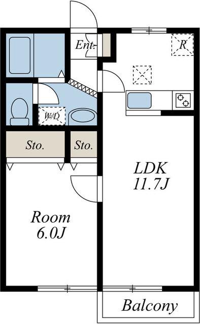 サニーフラット(1LDK/2階)の間取り写真