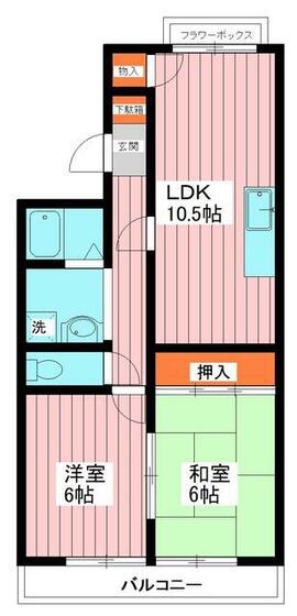 サンホワイト(2LDK/3階)の間取り写真