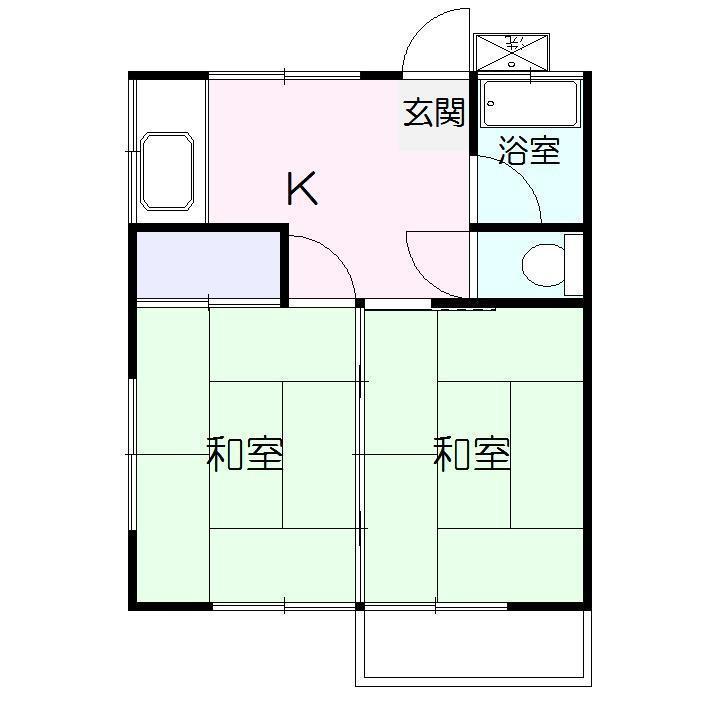 杢師スカイハイツ(2K/2階)の間取り写真