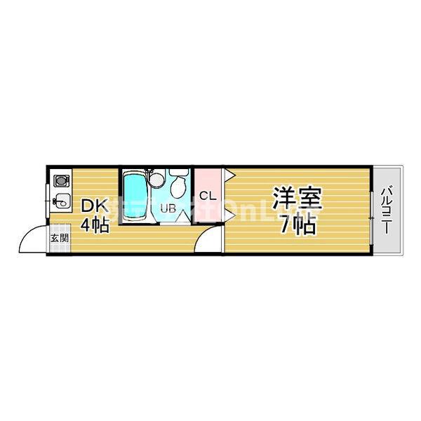 シャトーニューライフウエスト(1DK/2階)の間取り写真