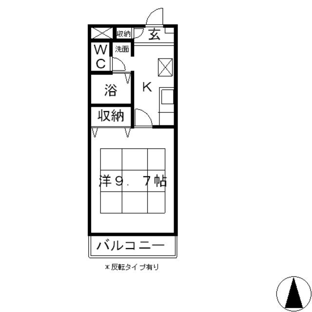 フォルテッシモ二子(1K/1階)の間取り写真