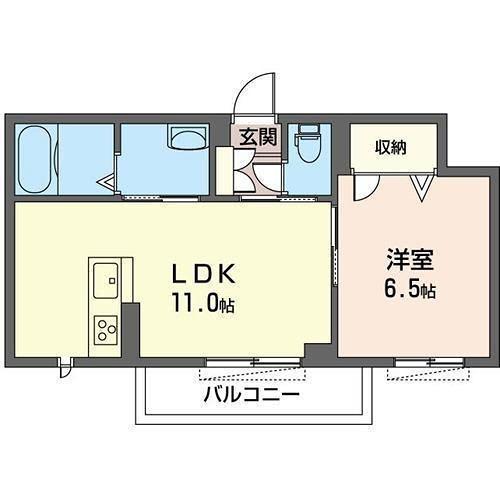 クロシェットIX(1LDK/1階)の間取り写真