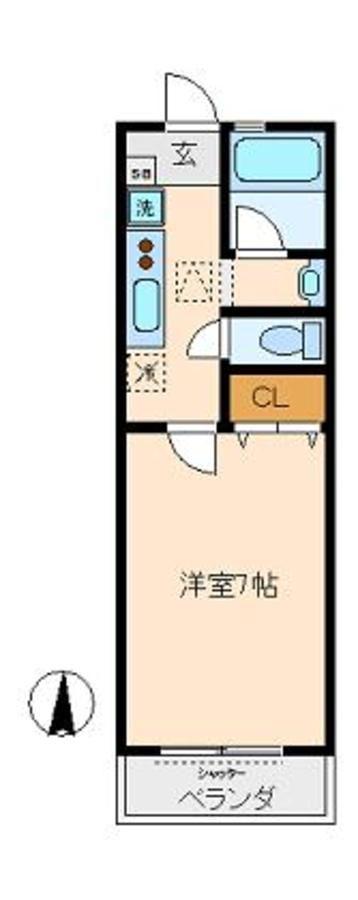 アンソレイエ(1K/2階)の間取り写真