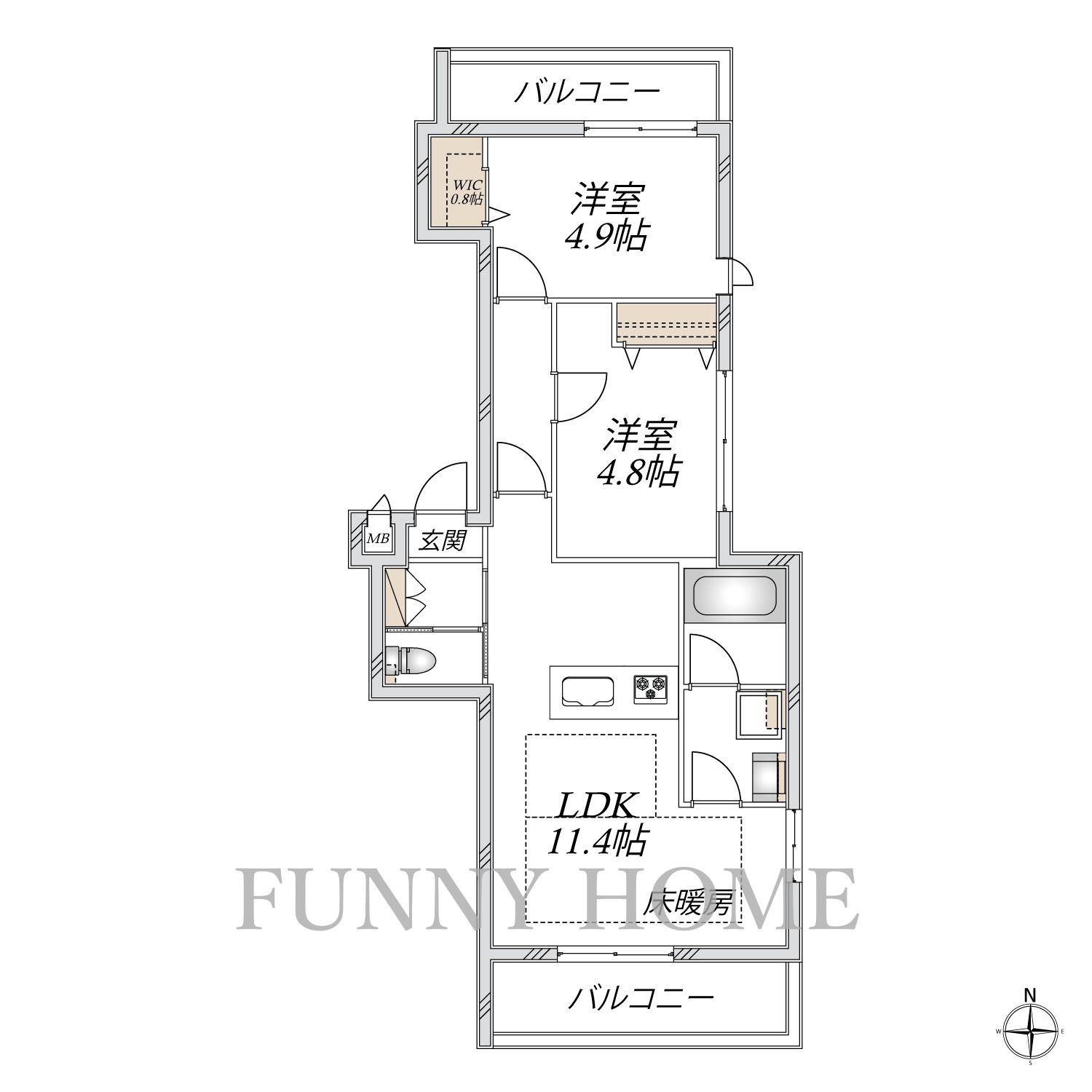 TARUFU三軒茶屋(2LDK/3階)の間取り写真