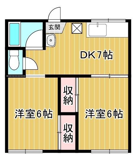 桜ケ丘ガーデン(2K/2階)の間取り写真