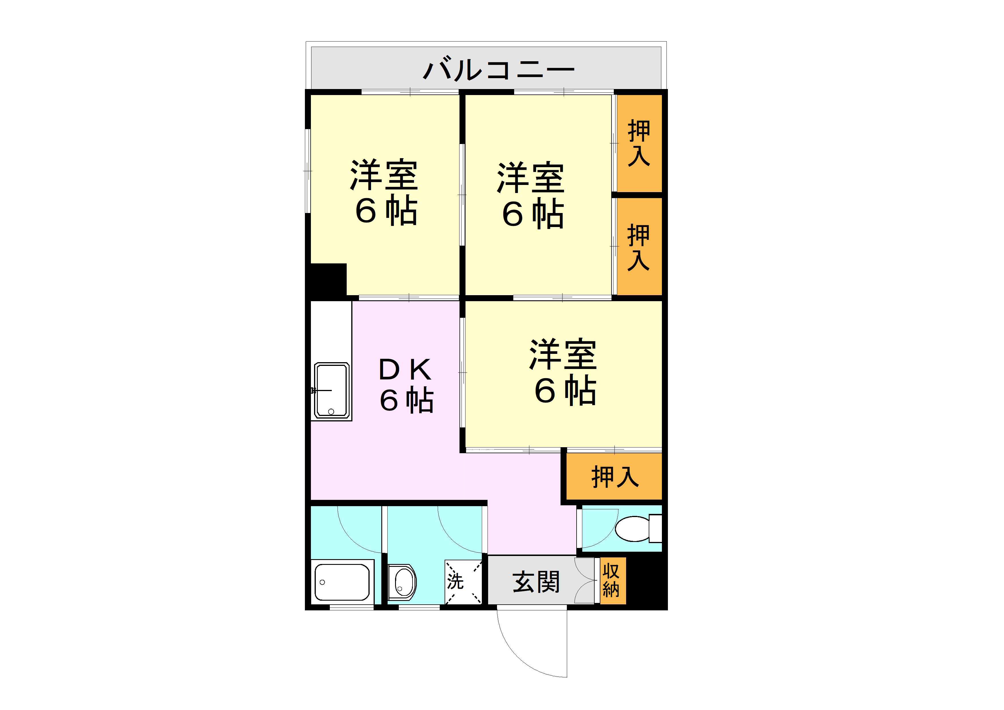 小山ハイツ(3DK/2階)の間取り写真