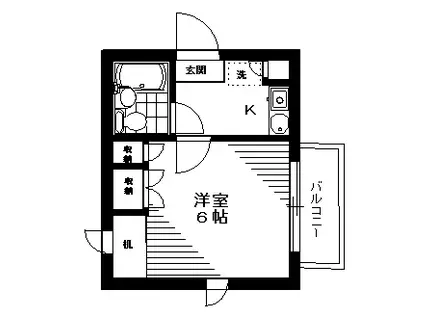 ベルトピア浦和I(1K/3階)の間取り写真