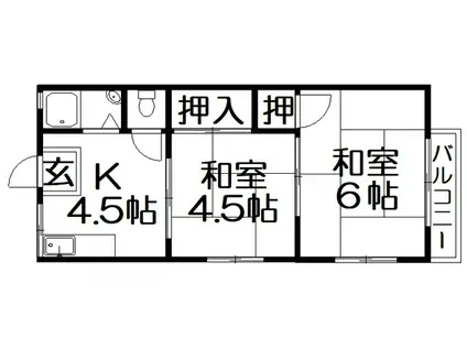 翆甲園ハイツ(2K/2階)の間取り写真