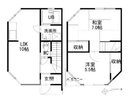 コーポサンライズ(2LDK/1階)の間取り写真