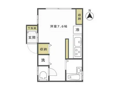 カーサオリボ(ワンルーム/2階)の間取り写真