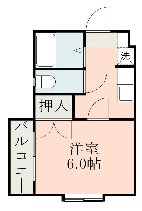 鹿児島市電谷山線 荒田八幡駅 徒歩4分 5階建 築32年(1K/4階)の間取り写真