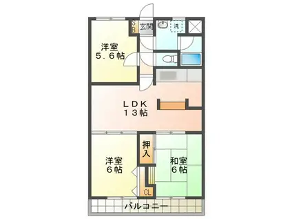 コンフォトゥールII(3LDK/3階)の間取り写真