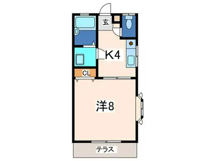 サニーヒルズ(1K/1階)の間取り写真