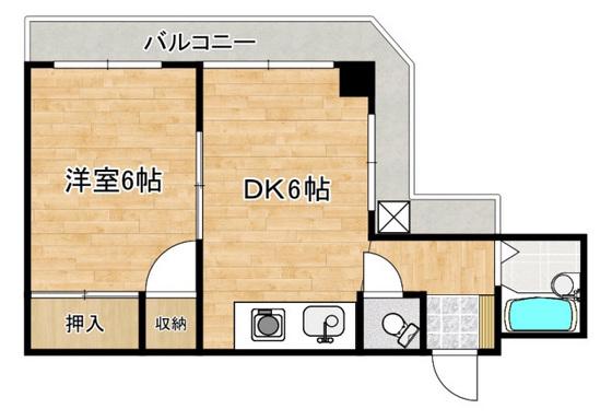 第五KSNビル(1DK/4階)の間取り写真