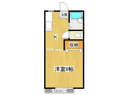 ウインディハイツ(1K/1階)の間取り写真