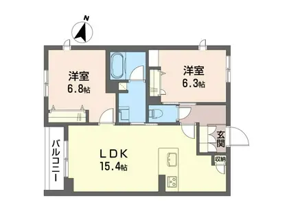 メゾン コメット(2LDK/1階)の間取り写真