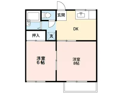 フォレスト六名A(2DK/1階)の間取り写真