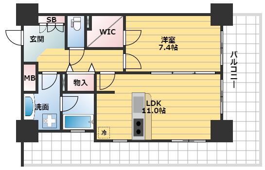 エスリード長堀タワー(1LDK/8階)の間取り写真