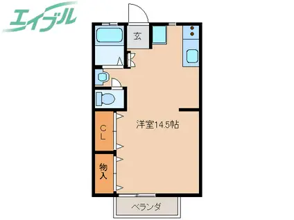 エクセルコトー(ワンルーム/2階)の間取り写真