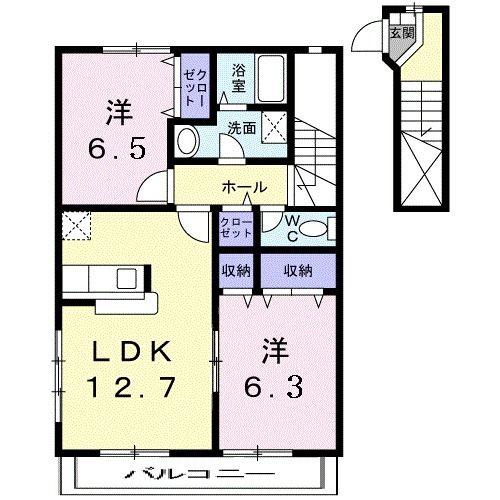 エイトパル B(2LDK/2階)の間取り写真