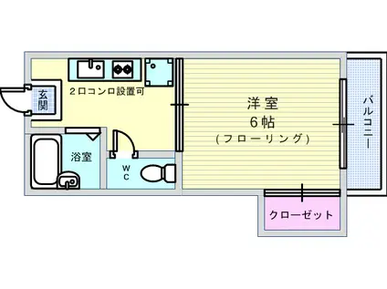 ヴィラエスポワール(1K/2階)の間取り写真