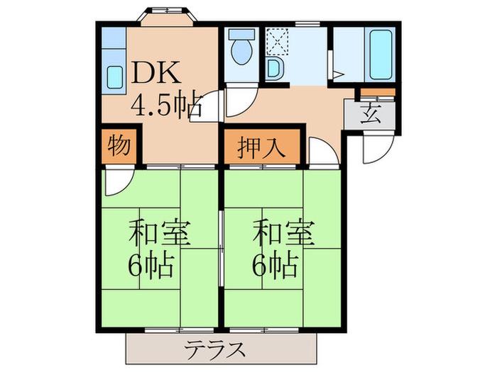 ガーデン・サバーブ A(2DK/1階)の間取り写真