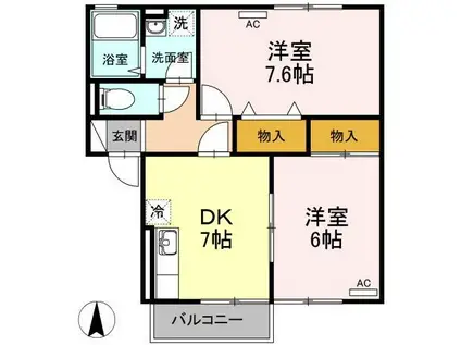 グランファミール(2DK/1階)の間取り写真
