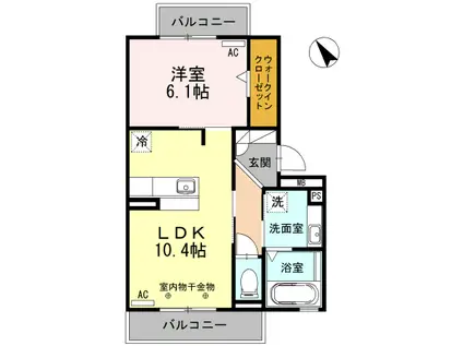 RIQUEZA茜部(1LDK/3階)の間取り写真