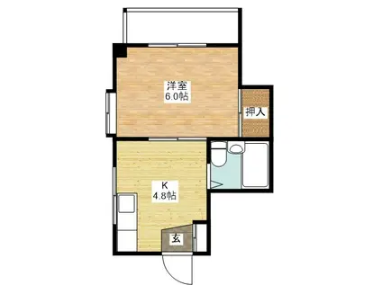 ツーエムビル勝山(1K/4階)の間取り写真