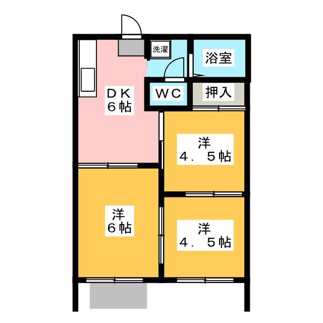 タウニィマキA(3DK/1階)の間取り写真