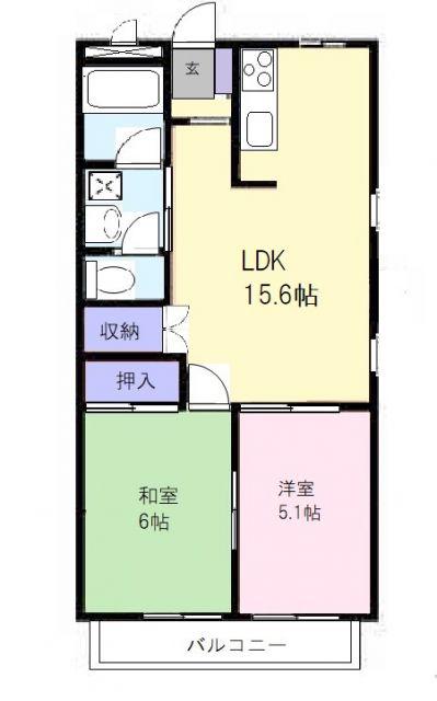 シティルネッサンス久居 I・II(2LDK/2階)の間取り写真