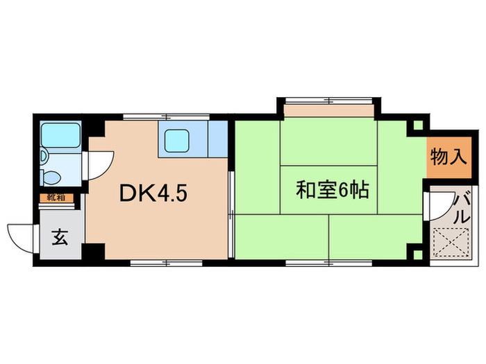 富松城レジデンス(1DK/4階)の間取り写真