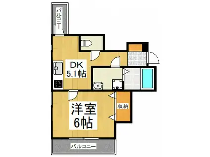 ルミエールタケウチ(1DK/2階)の間取り写真