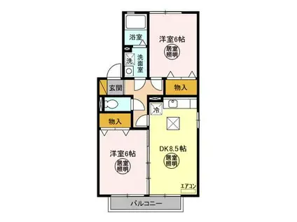 ベルコートABCD(2DK/1階)の間取り写真