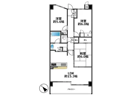 エルシア須磨海浜公園(3LDK/4階)の間取り写真
