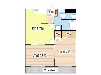 ベル・グラース(2DK/2階)の間取り写真