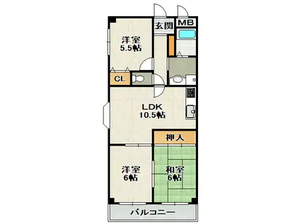 メゾンブランシェ(3LDK/3階)の間取り写真