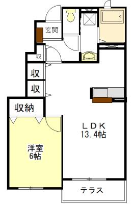 フォーリーフ(1LDK/1階)の間取り写真