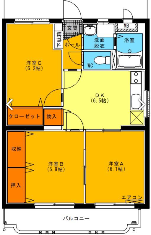 ユーミーカブキ(3DK/1階)の間取り写真